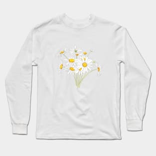 white little daisy bouquet flower watercolor Long Sleeve T-Shirt
